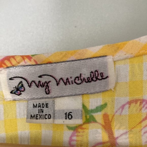 Yellow gingham sleeveless midi dress with tie back - Picture 4 of 4